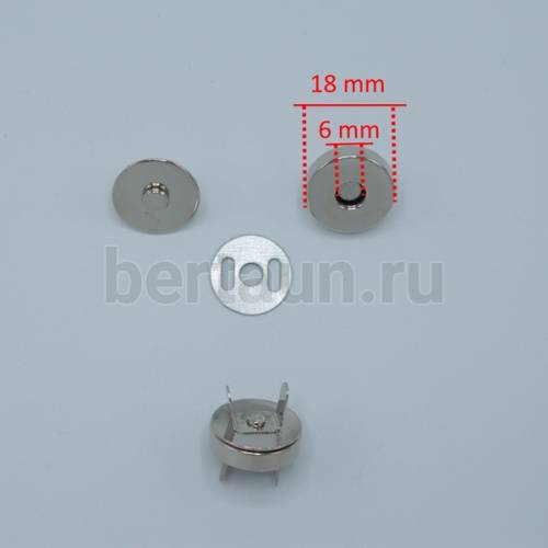 Кнопка №24 магнитная 18 мм никель /10314 GM (5 шт/уп)