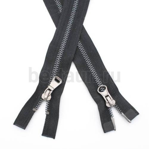 МОЛНИЯ № 82 КУРТОЧНАЯ ИТАЛИЯ Т5 метал.ТЕМ,никель 100 см 2 замка тем.синий