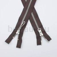 МОЛНИЯ № 55 КУРТОЧНАЯ ИТАЛИЯ Т5 метал.никель 100 см 2 замка коричн.