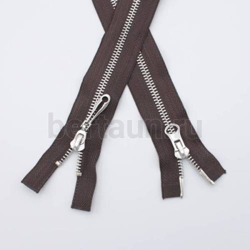 МОЛНИЯ № 55 КУРТОЧНАЯ ИТАЛИЯ Т5 метал.никель 100 см 2 замка коричн.