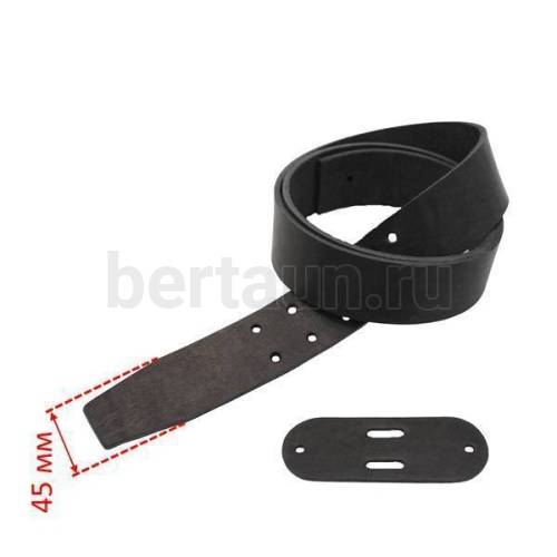 Заготовка № 1 для ремня 45мм, (чепрак) черный  двойная перфорация