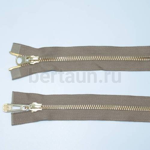 МОЛНИЯ № 45 КУРТОЧНАЯ ИТАЛИЯ Т5 метал.золото 100 см 2 замка тем.бежевый