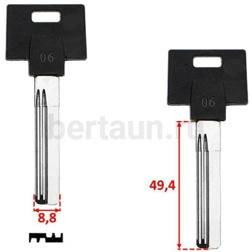 Заг.для ключ. MULT3PL.Mul-t-lock long 006 2 паза 48 мм (верт.)№376