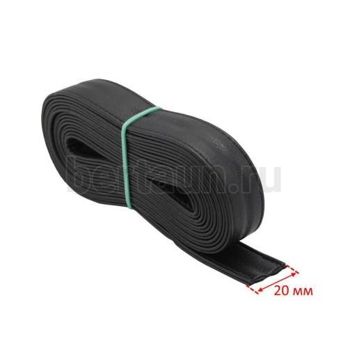 Ручки сумочные ПЛОСКИЕ № 53 2см*2м (PU 100%) Б-5343 черный мат мелкое рифление (кирза) 