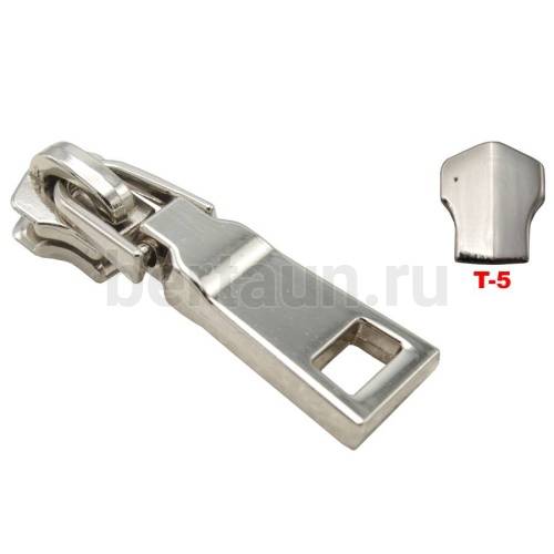 Замок-бегунок № 10  металл б/фиксатора сумочный Т5 LT 6841 никель 
