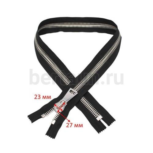 МОЛНИЯ №312 неразъемная Т-15 метал.НИКЕЛЬ 80 см черная