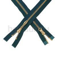 МОЛНИЯ №116 КУРТОЧНАЯ ИТАЛИЯ Т5 метал.золото 100 см 2 замка тем.бирюзов.