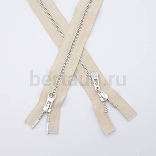 МОЛНИЯ № 78 КУРТОЧНАЯ ИТАЛИЯ Т5 метал.никель 100 см 2 замка св.бежевый