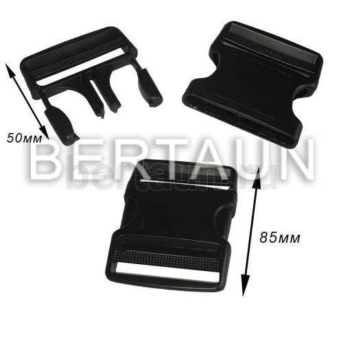 Карабин №164  пластик фастекс для рюкзаков 50 мм К 0006 черный