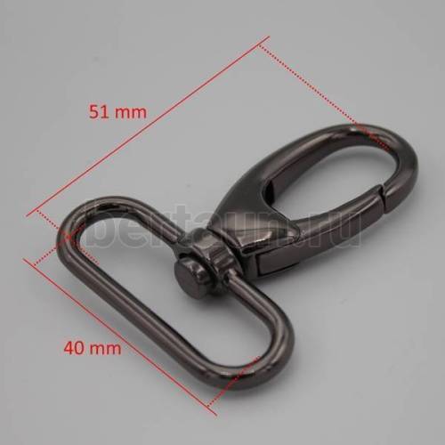 Карабин № 95  метал. д/сумок ЛТ 7578/4019 40 мм темн никель