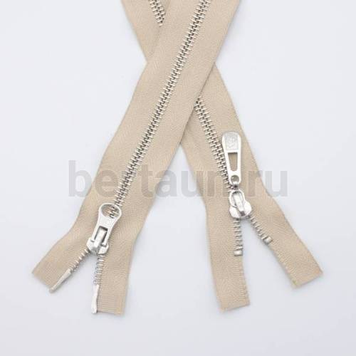 МОЛНИЯ № 50 КУРТОЧНАЯ ИТАЛИЯ Т5 метал.никель 100 см 2 замка беж.