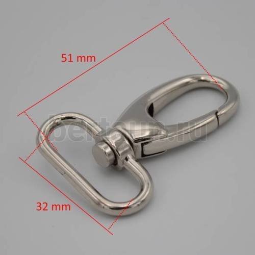 Карабин № 28 метал. д/сумок 32 мм LT7578/4019 GFM никель