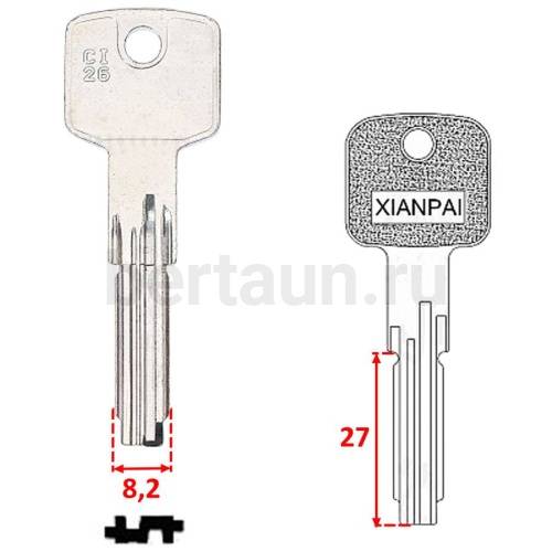 Заг.для ключ. CIZ 26_CI26_AU57/C27/C27T_AB48/ под бронь(27.3x8.2x2.7mm,3п)(верт.)№396 чиза 