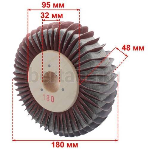 Инстр. №248 Щетка для полировки комби наждачка+войлок 32*45*180 мм (зерно 180) (Италия)