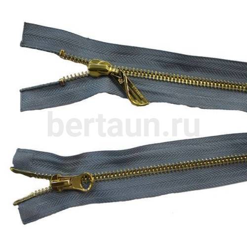 МОЛНИЯ №  6 КУРТОЧНАЯ ИТАЛИЯ Т5 метал.золото 100 см 2 замка серый