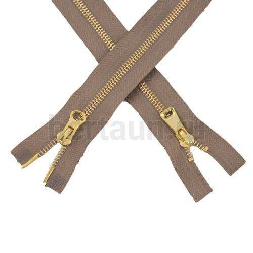 МОЛНИЯ № 52 КУРТОЧНАЯ ИТАЛИЯ Т5 метал.золото 100 см 2 замка тем.беж