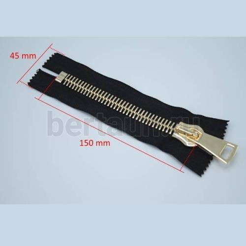 МОЛНИЯ №187 МЕТАЛЛ Т15  золото 15 см черн  GM