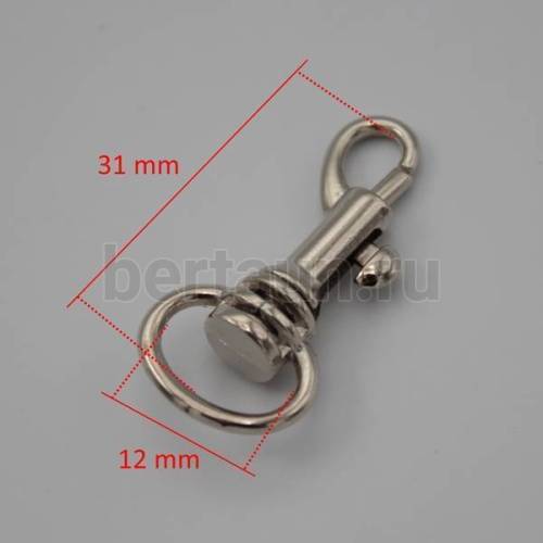 Карабин №103 метал. д/сумок LT PS01 HS01-12.7 мм (101#) никель