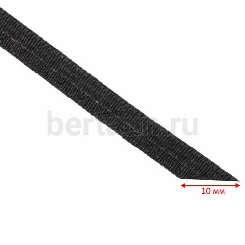 Резинка босоножная в кожаной оплетке 10 мм черная цв.№ 7 Италия