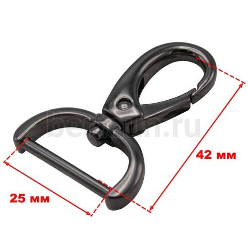 Карабин № 14 метал. д/сумок LT 7037 25 мм темный никель 