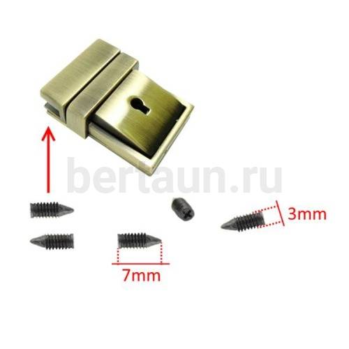 Фурнитура №52  винты д/портфельных замков 3*7 мм тем.никель (100 шт/уп)