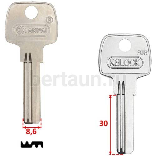 Заг.для ключ. KSL-1D KSLOCK верт. 2 паза (8.8x30мм) (сторона MULT3P)сторона AP-1D № 74 
