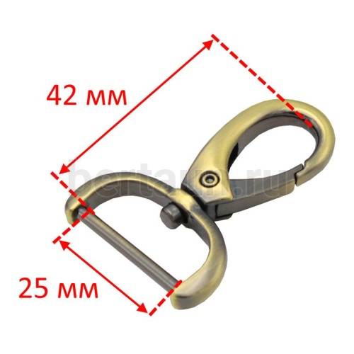 Карабин №113  метал. д/сумок GFM 2382 / LT 7037 25 мм антик  