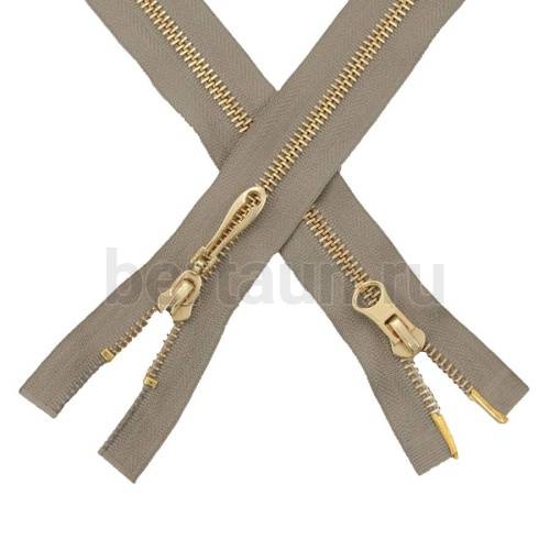 МОЛНИЯ № 70 КУРТОЧНАЯ ИТАЛИЯ Т5 метал.золото 100 см 2 замка беж