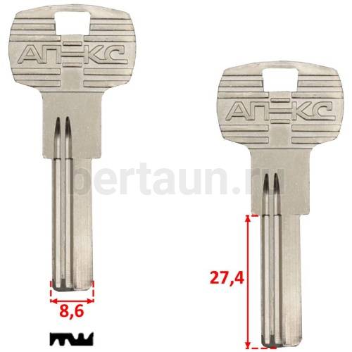Заг.для ключ. AP 1D рифленый ПОД БРОНЬ 2,25мм*8,60мм  (верт) № 522 