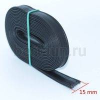 Ручки сумочные ПЛОСКИЕ № 77 1,5см*2м (PU 100%) Б-5343 черный мат мелкое рифление (кирза) 