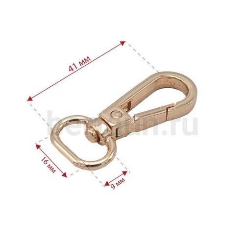 Карабин №139 металический карабин для сумки GFM 140430 16 мм золото