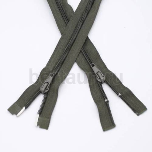 МОЛНИЯ №102 курточная 2 замка спираль Т7 ПРИБАЛТИКА 100 см хаки