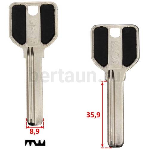 Заг.для ключ. GM 77 MCM-4D/MCM1( MSM) стар.верт.2 паза 35мм №240 Заг.для ключ. GM 77 MCM-4D/MCM1( MSM) стар.верт.2 паза 35мм №240