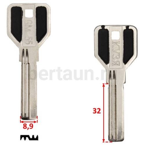 Заг.для ключ. GM 55  MCM-2D/MCM1( MSM) стар. верт. 2 паза 32мм ящ №233