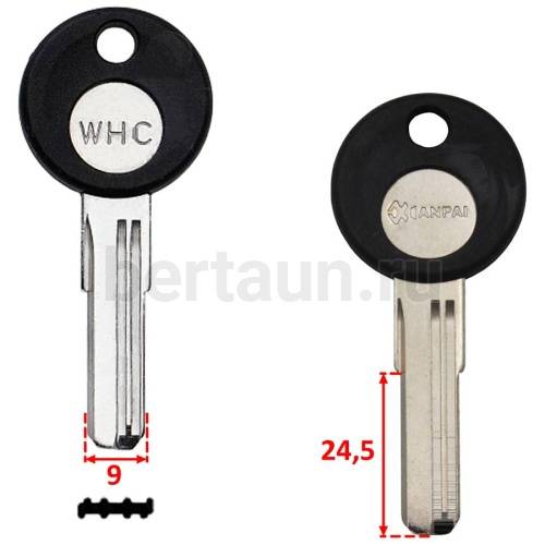 Заг.для ключ. WHC-левый вертикалка 2 паза (25x9x2.3мм) № 54 