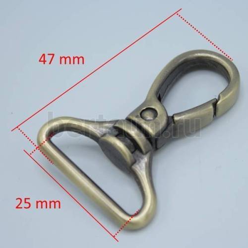 Карабин № 16 метал. д/сумок LT 1875 25мм антик