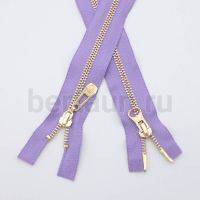 МОЛНИЯ № 64 КУРТОЧНАЯ ИТАЛИЯ Т5 метал.золото 100 см 2 замка сиреневый