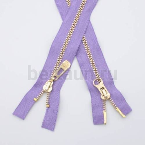 МОЛНИЯ № 64 КУРТОЧНАЯ ИТАЛИЯ Т5 метал.золото 100 см 2 замка сиреневый