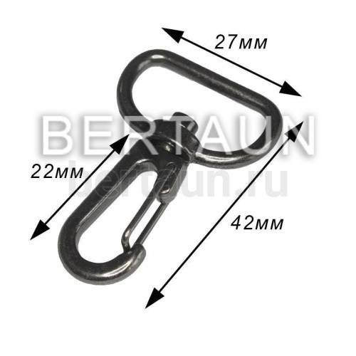 Карабин №160 металический карабин для сумки К3721Д (2184)  22 мм темный никель 