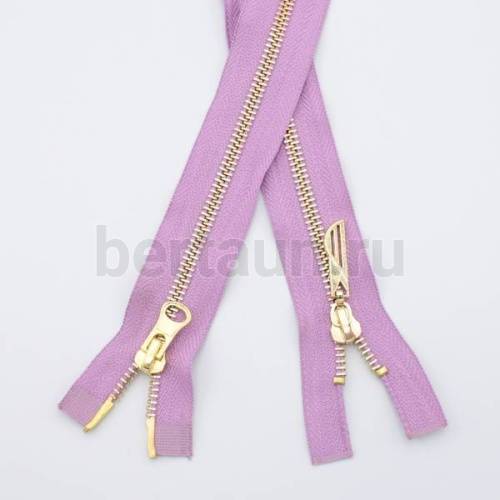 МОЛНИЯ № 66 КУРТОЧНАЯ ИТАЛИЯ Т5 метал.никель 100 см 2 замка сиреневый