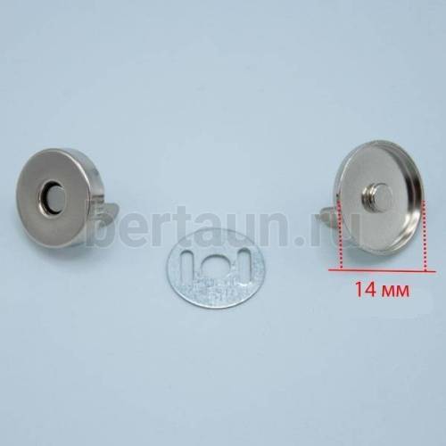 Кнопка №37 магнитная 14 мм .никель (5 шт/уп) ТМЛ