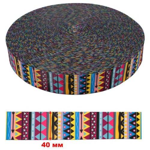 Стропа №15  38 мм принт ромбики TML (радуга) ТНС-38-5 (5 м/упак)