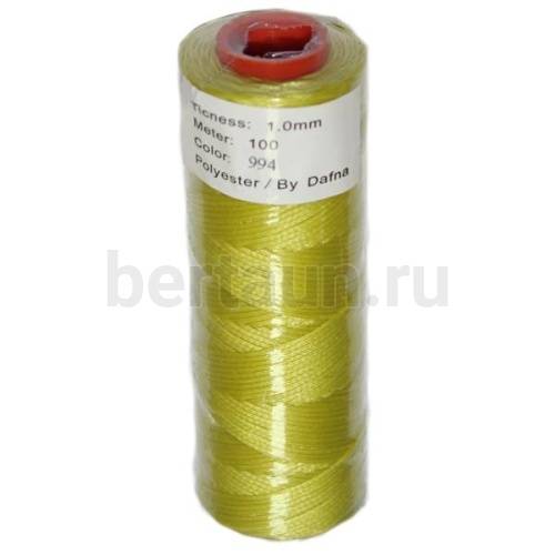Нитки вощеные№117d1мм 100м.для ручной прошивки ЖЕЛТЫЙ 994 DAFNA