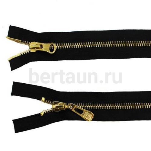 МОЛНИЯ №  1 КУРТОЧНАЯ ИТАЛИЯ Т5 метал.золото 100 см 2 замка черная