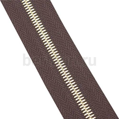 Молния рулонная  № 67 МЕТАЛЛ золото Т5 GFM С570 тем.коричневая 