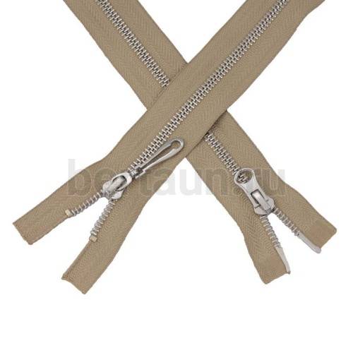 МОЛНИЯ № 33 КУРТОЧНАЯ ИТАЛИЯ Т5 метал.никель 100 см 2 замка тем.беж.