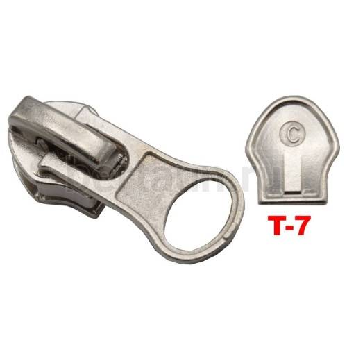 Замок-бегунок №198 спираль Т7 нижний ОБРАТКА BERT никель