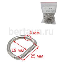Рамка № 89 сумочная полукольцо GFM D ring (ф4,0*25*19 мм) никель 10 шт/упак