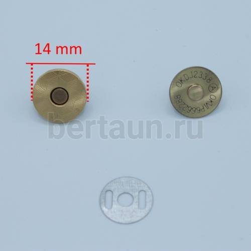 Кнопка №20 магнитная 14 мм антик (5 шт/уп)