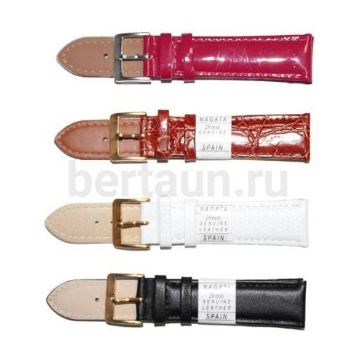 Ремешки для часов № 12  КОЖА 20 мм NAGATA в ассортименте
